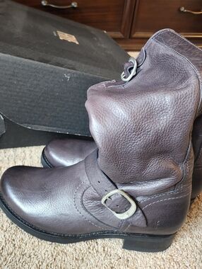 New Women Frye Veronica Slouch Smoke Grey Boots Leather 8.5